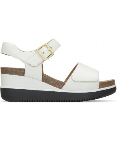 Womens Lizby Strap Wedge Sandal White Leather $44.72 Sandals