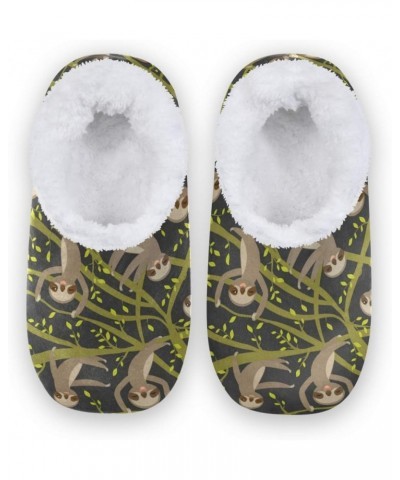 Qmxo Funny Sloth Tree Pattern Slippers for Women and Men, Womens Coral Fleece Indoor Slippers House slippers Socks Fuzzy Feet...