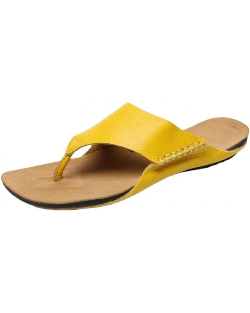 Flat Sandals Comfortable Slipper Women Casual Dresssy Summer Shoes Walking Beach Travel Flip Flop Open Toe Yellow $29.69 Sandals