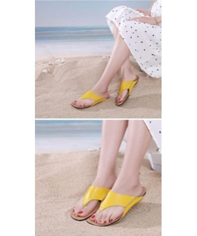 Flat Sandals Comfortable Slipper Women Casual Dresssy Summer Shoes Walking Beach Travel Flip Flop Open Toe Yellow $29.69 Sandals