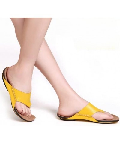 Flat Sandals Comfortable Slipper Women Casual Dresssy Summer Shoes Walking Beach Travel Flip Flop Open Toe Yellow $29.69 Sandals