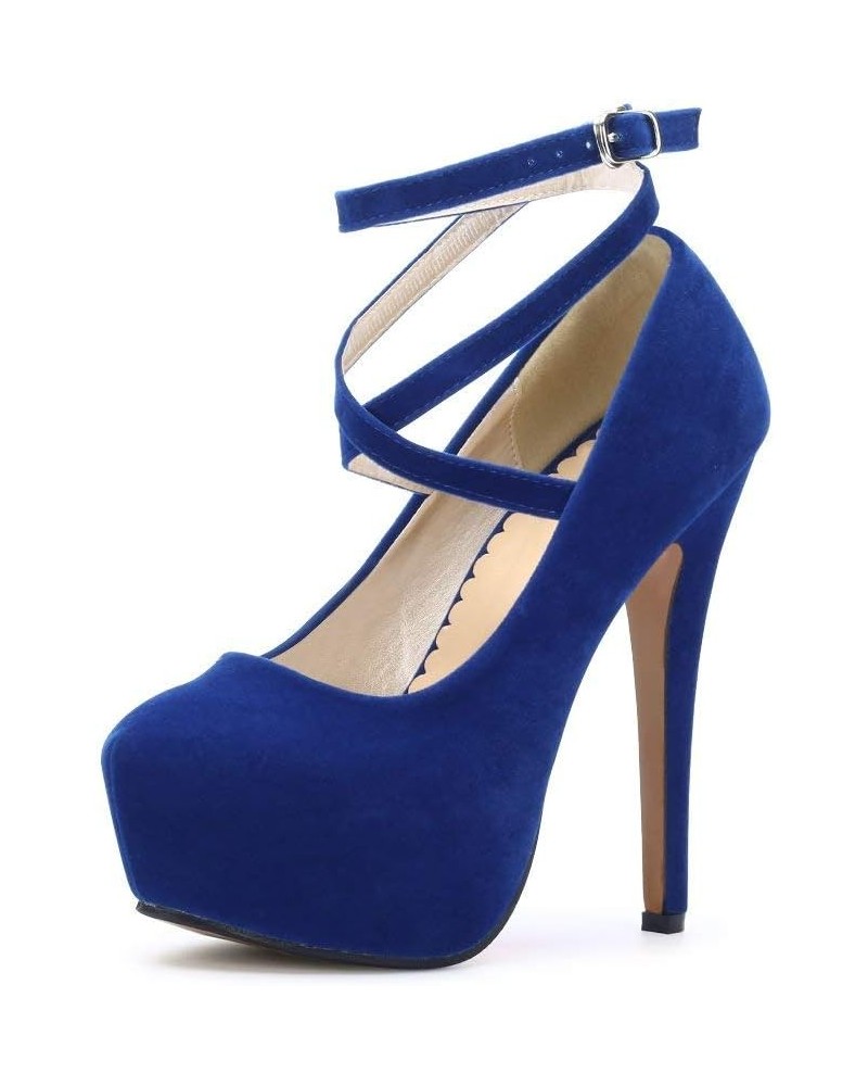 Women's Ankle Strap Platform Pump Party Dress High Heel (Color : Beige Sole Blue, Size : 3.5 UK) $33.70 Pumps