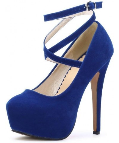 Women's Ankle Strap Platform Pump Party Dress High Heel (Color : Beige Sole Blue, Size : 3.5 UK) $33.70 Pumps