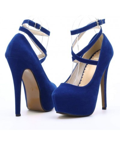 Women's Ankle Strap Platform Pump Party Dress High Heel (Color : Beige Sole Blue, Size : 3.5 UK) $33.70 Pumps