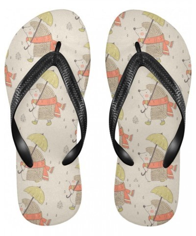 Hedgehog Holding An Umbrella Flip Flop Sandal Men's and Women's Summer Sandal | Beach & Water Shoes（423） $13.49 Sandals