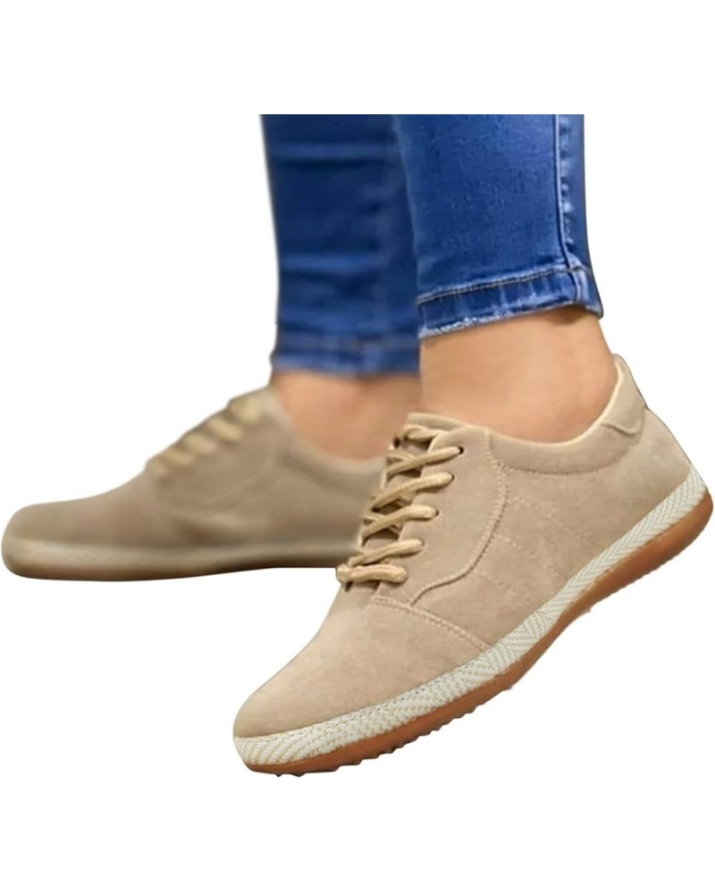 Sneakers for Women,Women's Mesh Platform Shoes Lace Up Sneakers Classic Breathable Daily Wear Travel Shoes Beige $15.38 Athle...