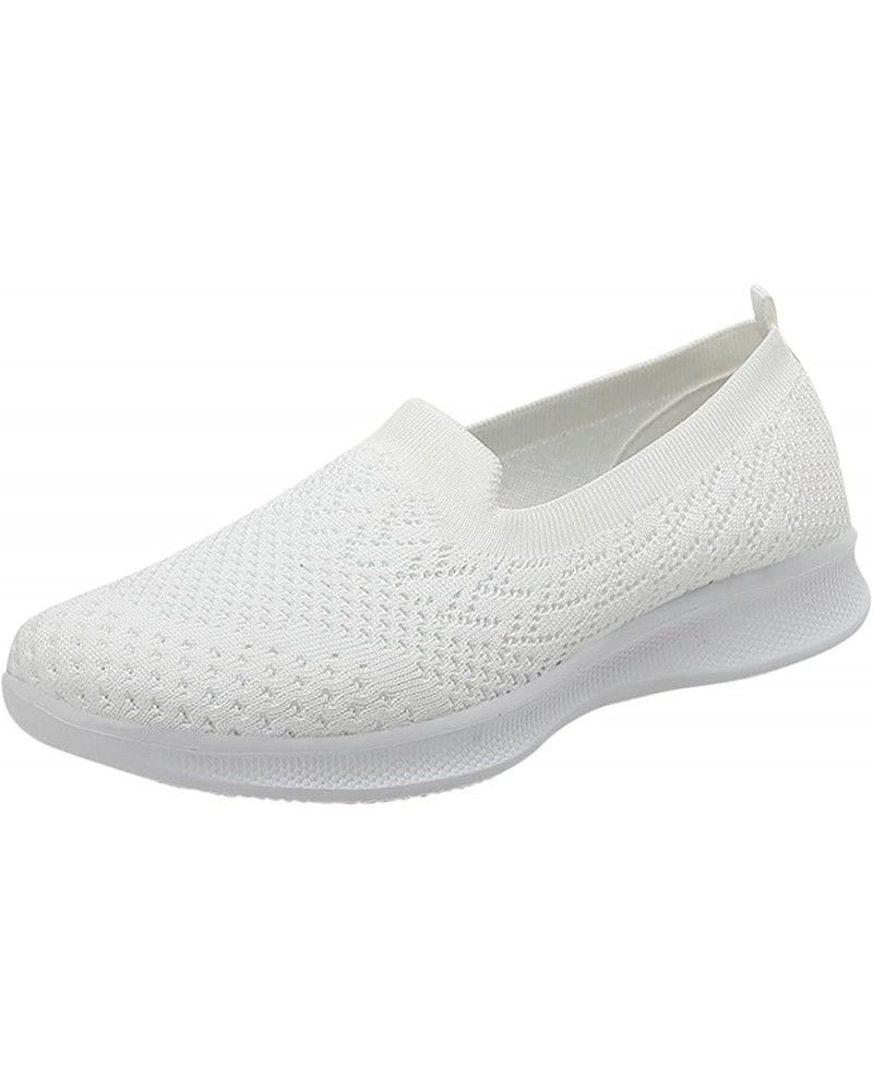 Womens Running Sneakers, Fashion Sneakers Mesh Breathable Slip-on Sneakers Non Slip Running Shoes Tennis Shoes Gift White $14...