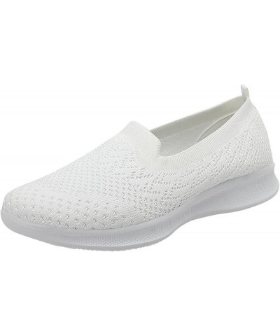 Womens Running Sneakers, Fashion Sneakers Mesh Breathable Slip-on Sneakers Non Slip Running Shoes Tennis Shoes Gift White $14...