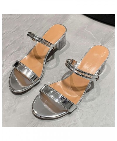 Flat Sandals for Women Summer Casual Slippers Chunky Block Transparent Low Heel Open Toe Sandals Slip-On Strappy Casual Slide...