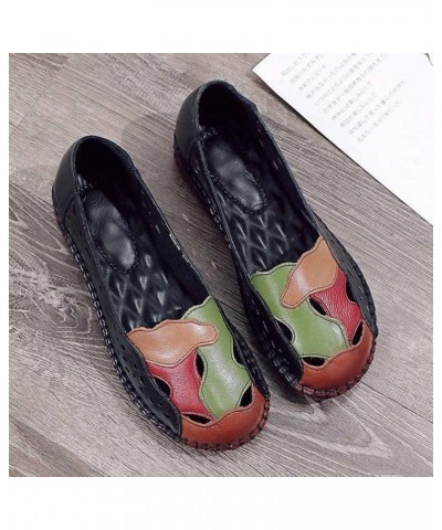 Women's Fashion Retro Hollow Shallow Mouth Soft Sole Flat Single Shoes Round Toe Green Lazy Women Shoes Casual Black $17.91 F...