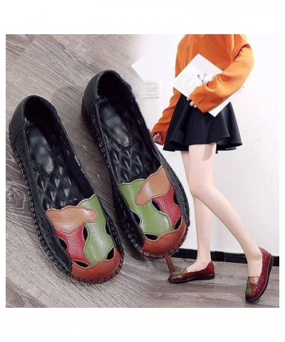 Women's Fashion Retro Hollow Shallow Mouth Soft Sole Flat Single Shoes Round Toe Green Lazy Women Shoes Casual Black $17.91 F...