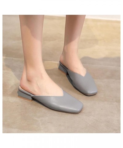 Women's Slippers, Mule Shoes, Fashionable Ultra-fine Fiber Square Toe Backless Sandals, Casual Low Heel Work Mule Slippers Be...