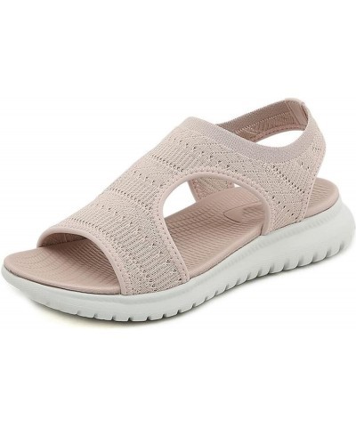 Women's Summer Sandals 2023 Mesh Fish Platform Sandals Women's Open Toe Wedge Sandals Ladies Light Casual Shoes Pink 38 $21.3...