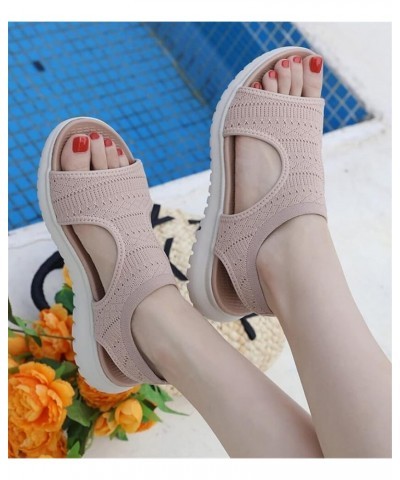 Women's Summer Sandals 2023 Mesh Fish Platform Sandals Women's Open Toe Wedge Sandals Ladies Light Casual Shoes Pink 38 $21.3...