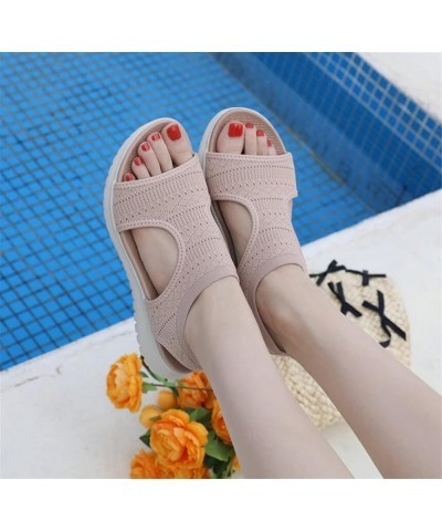 Women's Summer Sandals 2023 Mesh Fish Platform Sandals Women's Open Toe Wedge Sandals Ladies Light Casual Shoes Pink 38 $21.3...