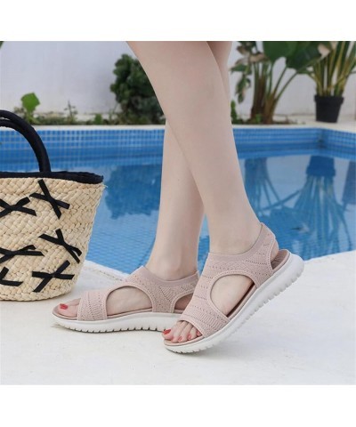 Women's Summer Sandals 2023 Mesh Fish Platform Sandals Women's Open Toe Wedge Sandals Ladies Light Casual Shoes Pink 38 $21.3...