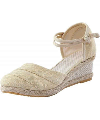 Wedge Sandals for Women Dressy, Women Sandals Comfortable Closed Toe Sandals Espadrille Shoes with Buckle Strap Beige $12.20 ...