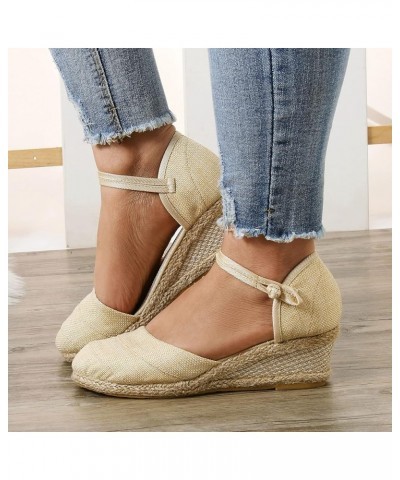 Wedge Sandals for Women Dressy, Women Sandals Comfortable Closed Toe Sandals Espadrille Shoes with Buckle Strap Beige $12.20 ...