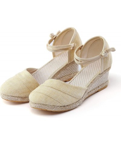 Wedge Sandals for Women Dressy, Women Sandals Comfortable Closed Toe Sandals Espadrille Shoes with Buckle Strap Beige $12.20 ...