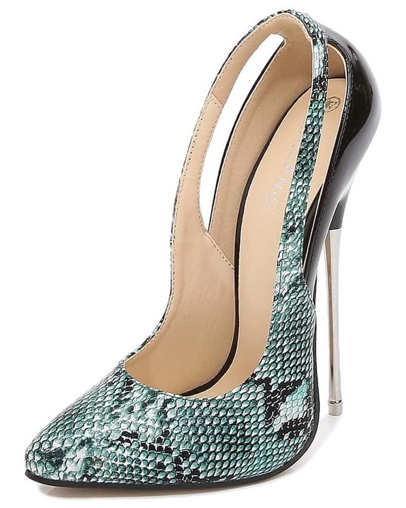 Pointed Thin Heel Sequin high-Heeled Shoes Green 46 $29.66 Pumps