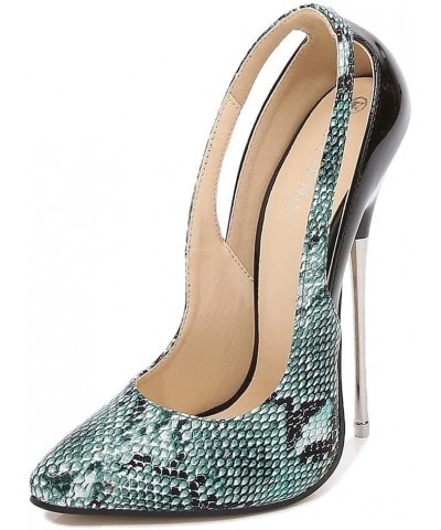 Pointed Thin Heel Sequin high-Heeled Shoes Green 46 $29.66 Pumps