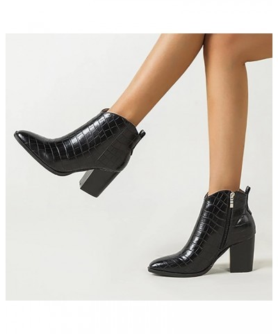 Ankle Boots for Women Zipper Mid Calf Booties Women'S Boot Classic Suede Sqaure Toe Boots Black-4 $19.97 Boots