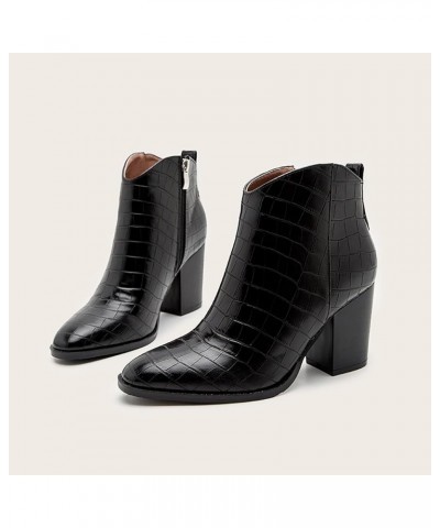 Ankle Boots for Women Zipper Mid Calf Booties Women'S Boot Classic Suede Sqaure Toe Boots Black-4 $19.97 Boots