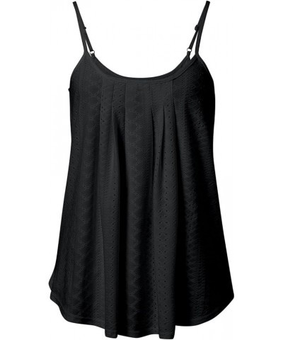 Women's T Shirt Tank Tops Sleeveless U Neck Eyelet Embroidery Loose Fit Casual Summer Suspenders Cropped Top Black $8.23 Athl...