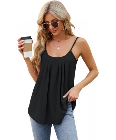 Women's T Shirt Tank Tops Sleeveless U Neck Eyelet Embroidery Loose Fit Casual Summer Suspenders Cropped Top Black $8.23 Athl...