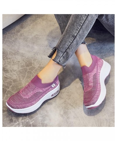 Fashion Women Mesh Casual Slip-On Sport Shoes Runing Breathable Shoes Sneakers Z 01-purple $24.15 Athletic Shoes