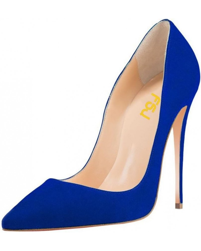 Women Formal Pointed Toe Pumps High Heel Sexy Stilettos Slip On Office Cute Evening Dress Shoes Size 4-15 US Blue-suede $34.8...