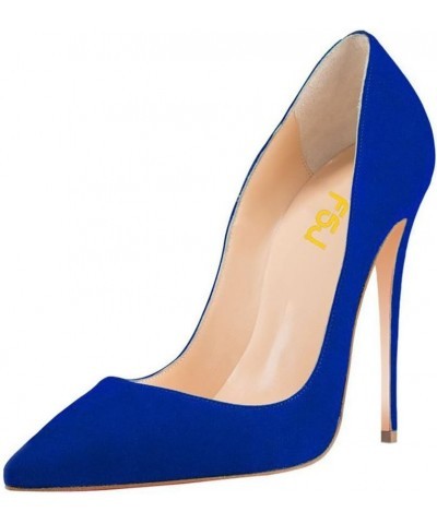 Women Formal Pointed Toe Pumps High Heel Sexy Stilettos Slip On Office Cute Evening Dress Shoes Size 4-15 US Blue-suede $34.8...