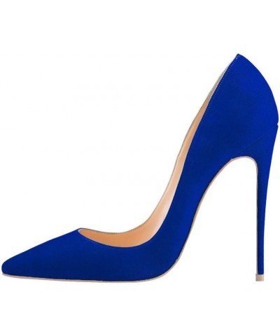 Women Formal Pointed Toe Pumps High Heel Sexy Stilettos Slip On Office Cute Evening Dress Shoes Size 4-15 US Blue-suede $34.8...