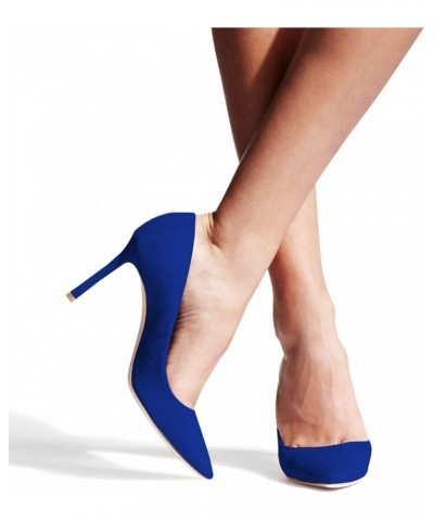 Women Formal Pointed Toe Pumps High Heel Sexy Stilettos Slip On Office Cute Evening Dress Shoes Size 4-15 US Blue-suede $34.8...