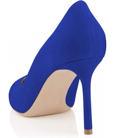 Women Formal Pointed Toe Pumps High Heel Sexy Stilettos Slip On Office Cute Evening Dress Shoes Size 4-15 US Blue-suede $34.8...