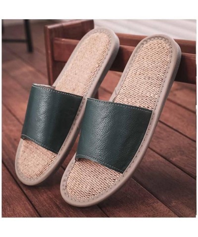 Women's Genuine Leather Open Toe Slippers Indoor Outdoor House Shoes Comfortable Non-Slip， Linen Sandals Unisex Flat House Sh...