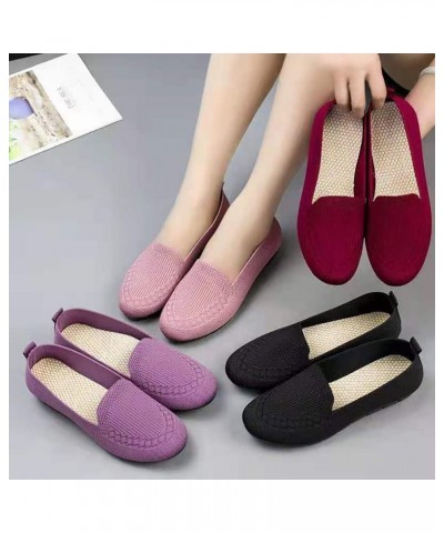 2022 Casual Shoes Women's Mesh Breathable Slip on Flat Shoes Ladies Loafers - Women's Slip Elastic Knit Work Sneakers (Purple...