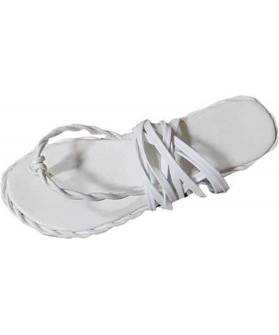 Lace up Sandals Tie up Dress Summer Flat Sandals for Women, Comfortable Open Toe Gladiator Roman Sandals for Women White $16....