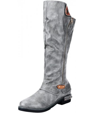 Women Rain Boot Casual Shoes Zipper Boots Warm Fashion Long Women's Heels High Low Boots Women's Boots Womens Petty Boot Grey...