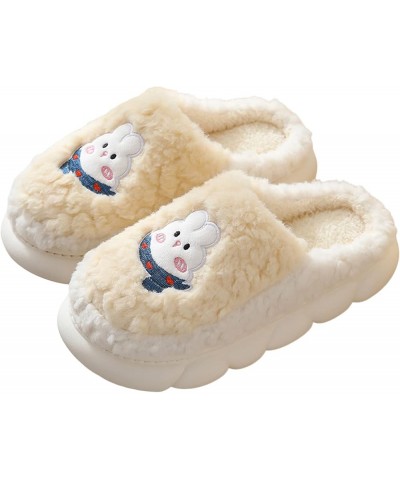 1 Pair Women Cartoon Slippers Wearing Soft Women Fluffy Home Slippers for Bedroom Beige $7.89 Slippers