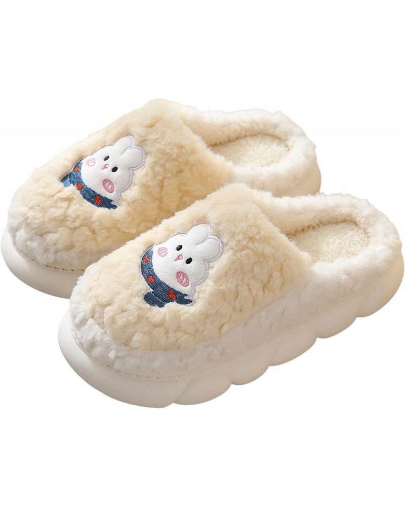 1 Pair Women Cartoon Slippers Wearing Soft Women Fluffy Home Slippers for Bedroom Beige $7.89 Slippers