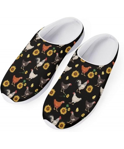 Women's Clogs Athletic Sports Sandal Shoes Slip on Garden Clogs Beach Sports Footwear Sunflower Chickens $13.80 Outdoor Shoes