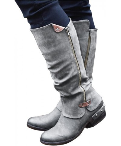 Women Rain Boot Casual Shoes Zipper Boots Warm Fashion Long Women's Heels High Low Boots Women's Boots Womens Petty Boot Grey...