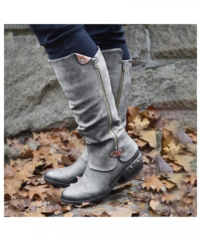 Women Rain Boot Casual Shoes Zipper Boots Warm Fashion Long Women's Heels High Low Boots Women's Boots Womens Petty Boot Grey...