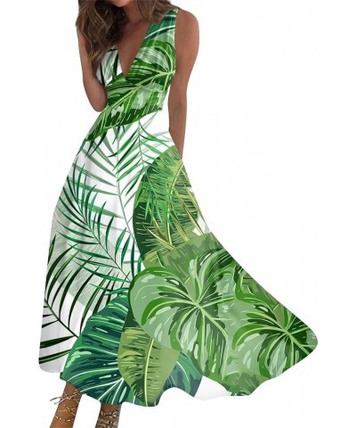 Hawaiian Dresses for Women Sleeveless Sexy V Neck Sun Dresses Plus Size Flowy Dresses 2024 Vacation Beach Dresses 1-green $13...