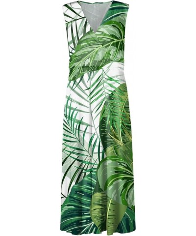 Hawaiian Dresses for Women Sleeveless Sexy V Neck Sun Dresses Plus Size Flowy Dresses 2024 Vacation Beach Dresses 1-green $13...