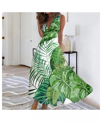 Hawaiian Dresses for Women Sleeveless Sexy V Neck Sun Dresses Plus Size Flowy Dresses 2024 Vacation Beach Dresses 1-green $13...