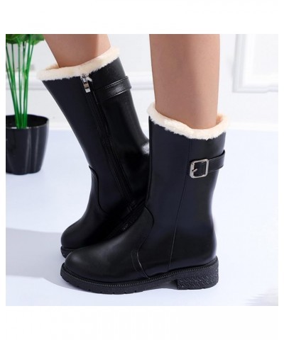 Womens Mens Snow Boots,Waterproof Ankle Boots Outdoor Booties Fashion Comfortable Slip On Shoes for Women 8-black $20.40 Boots