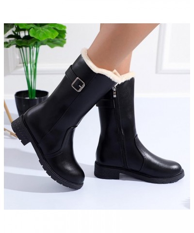 Womens Mens Snow Boots,Waterproof Ankle Boots Outdoor Booties Fashion Comfortable Slip On Shoes for Women 8-black $20.40 Boots