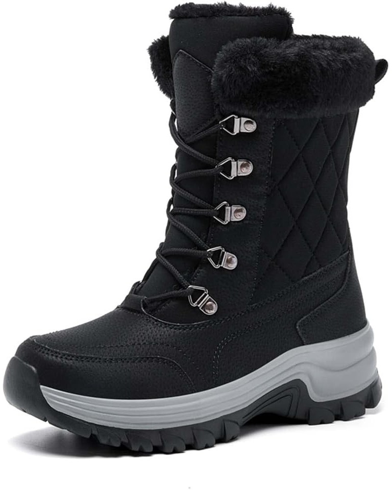 Women Mid Calf Winter Snow Boots Fur Lined Warm Waterproof Booties Anti Slip Winter Shoes for Women,Size US4.5-9.5 Black $40....